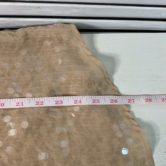 T15 Eyeshadow tan ecru with clear large sequins tank racer back with pleats sz M - Picture 10 of 12